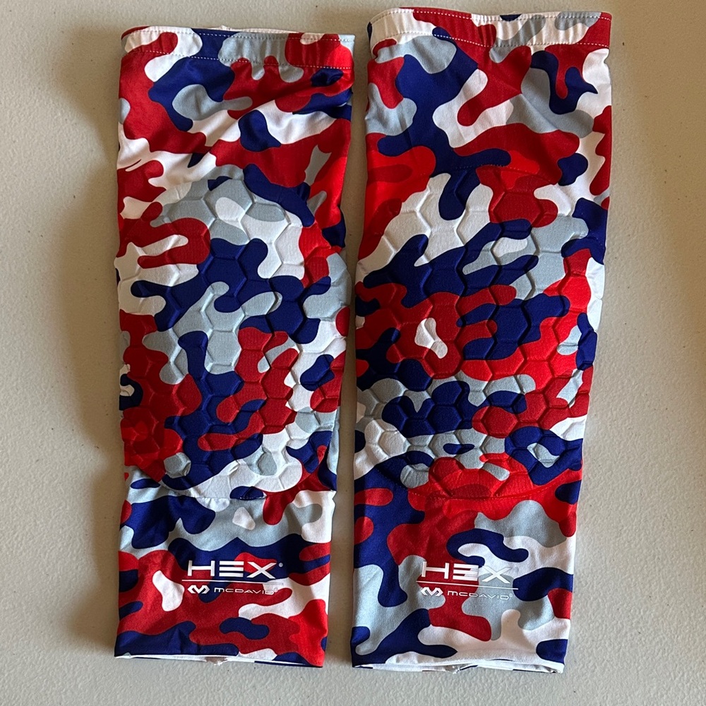 Red and Blue Camouflage leg Sleeves New  without tags!